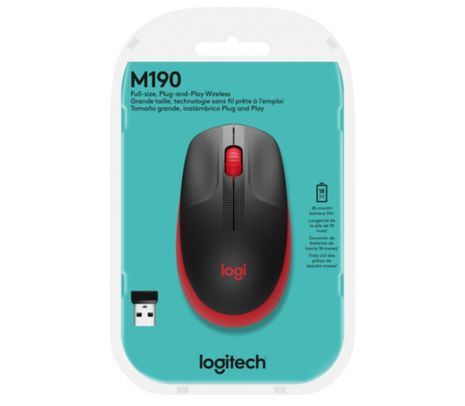 LOGITECH MOUSE M190 ROJO INALAMBRICO