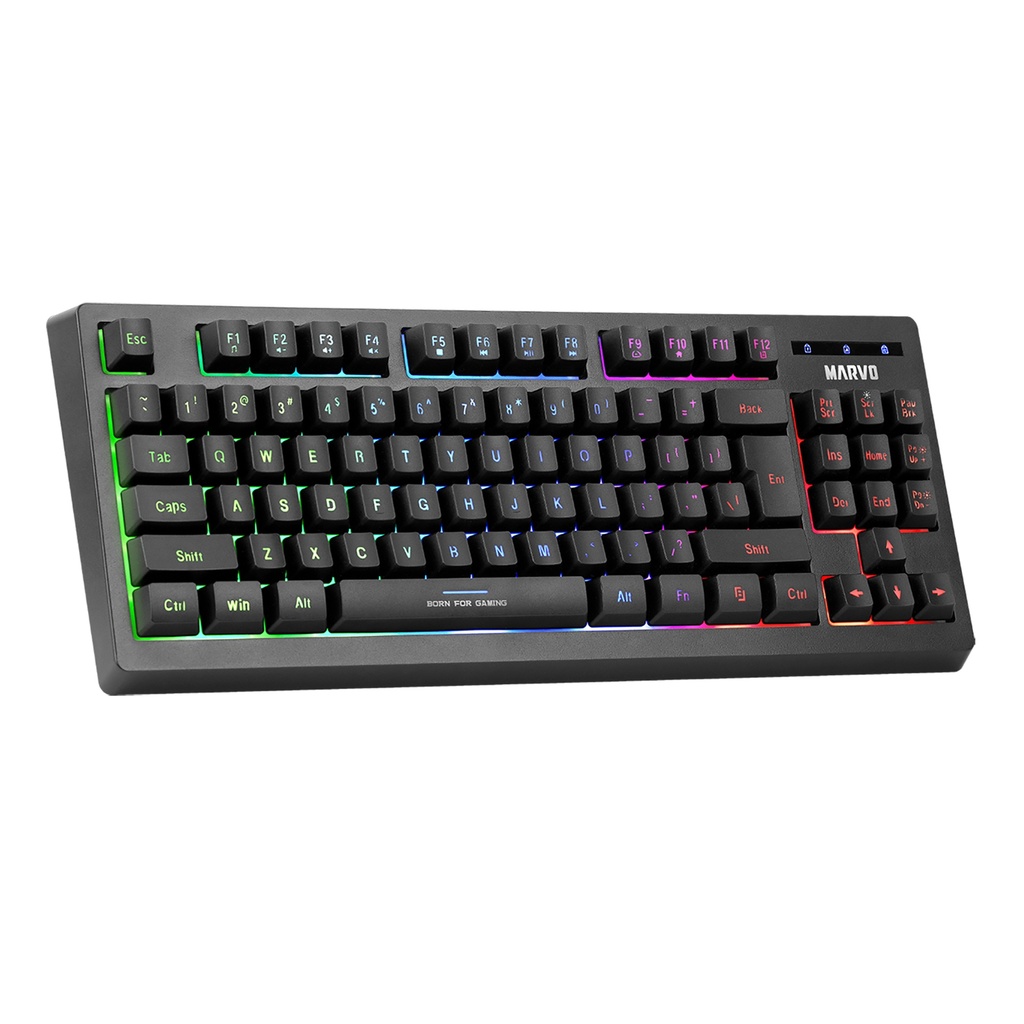 MARVO - TECLADO GAMING ESPAÑOL CON ILUMINACIÓN K607SP - 87 TECLAS. INTERRUPTOR MEMBRANA. LUZ DE FONDO RGB. 25 ANTI-GHOSTING.