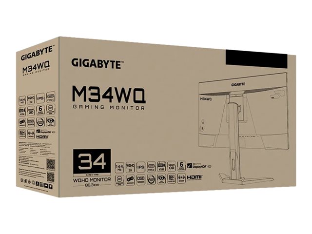 Monitor LED Gigabyte M34WQ 34"  3440 x 1440 WQHD @ 144 Hz - IPS - 1 ms - 2xHDMI, DisplayPort, USB-C - altavoces