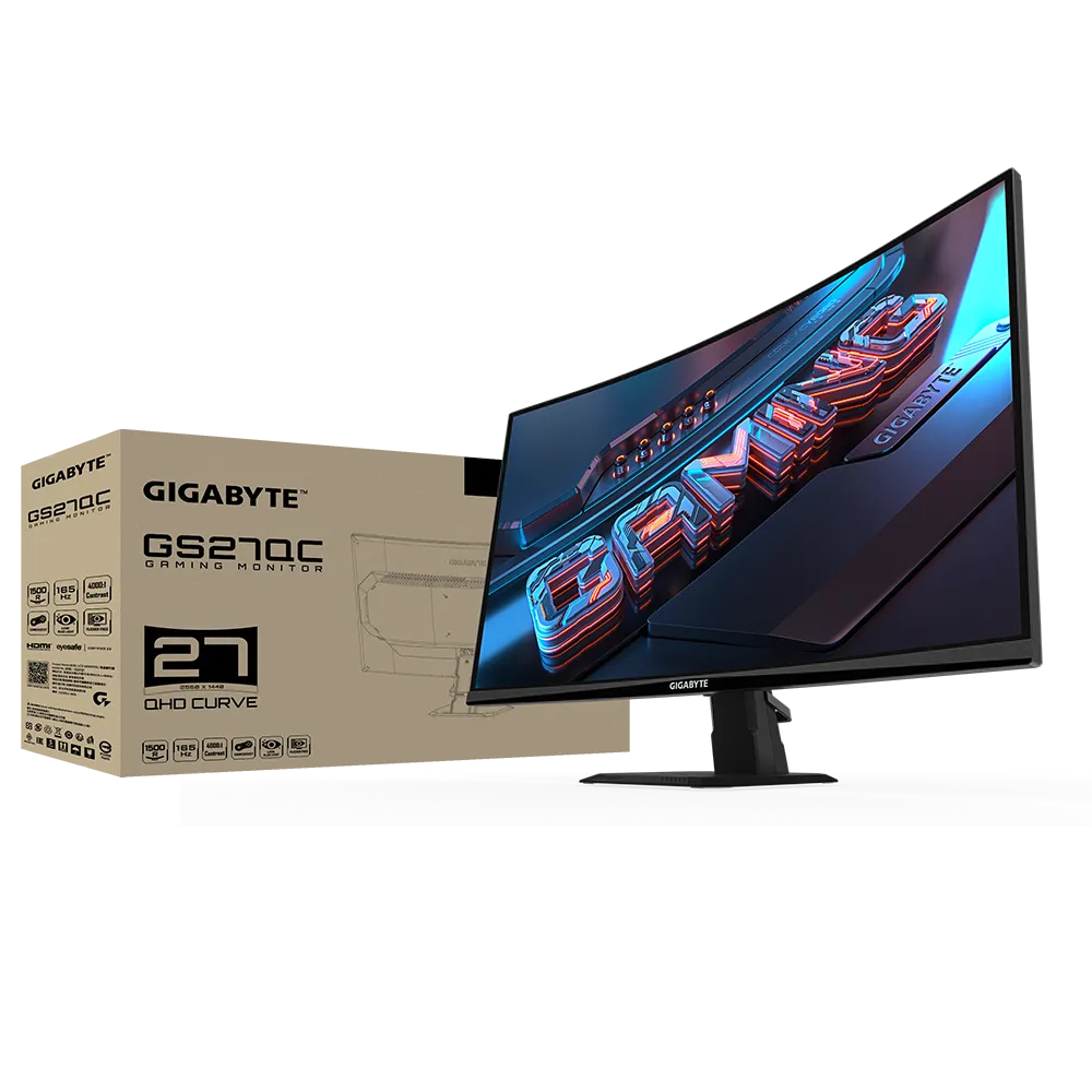 Gigabyte G27QC - OLED monitor - Curved Screen - 27" - 2560 x 1440 - VA - HDMI / DisplayPort - Black