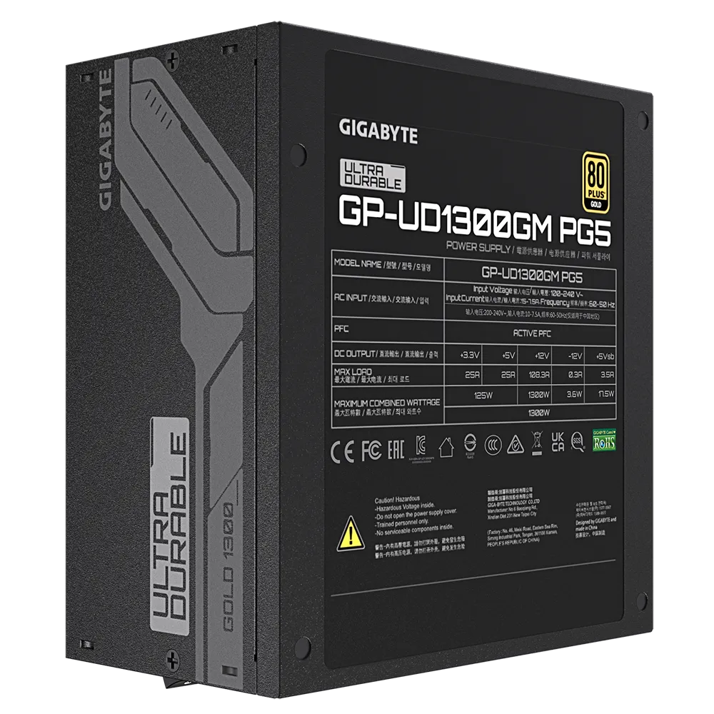 Gigabyte - Power supply - 1300w 80 Plus Gold PCIe 5.0 Fu