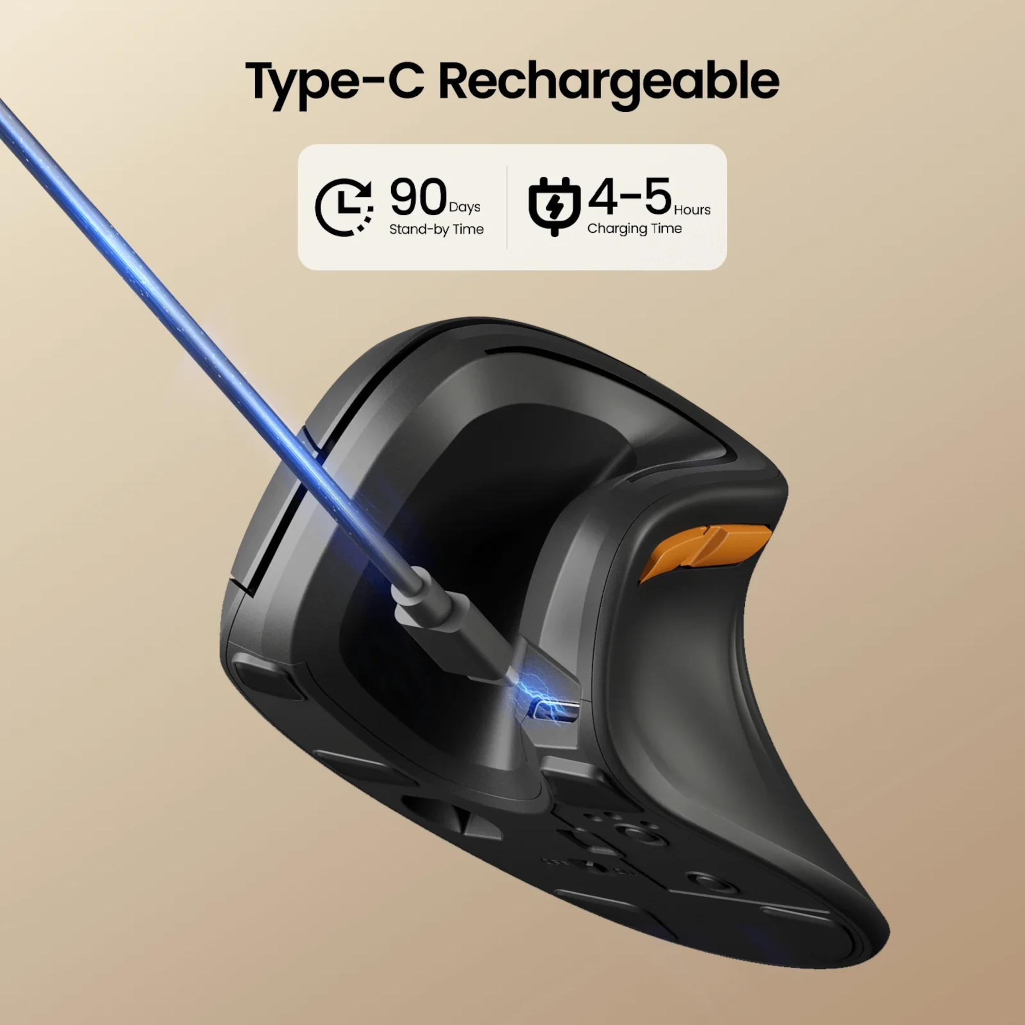 PROTOARC - MOUSE DIESTRO ERGONÓMICO VERTICAL BLUETOOTH EM11-NL - 2400DPI. LI-PO 500mAh.