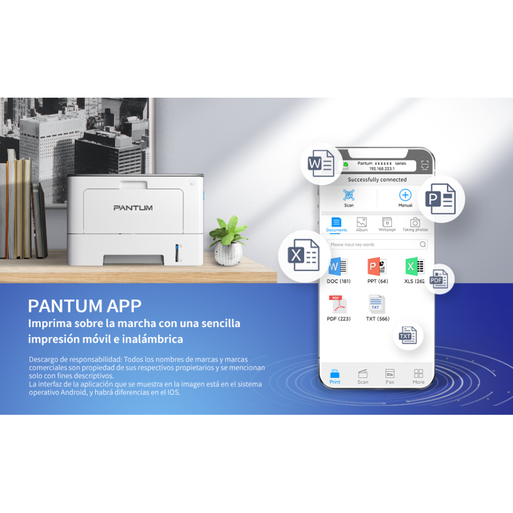 Impresora láser monocromática Pantum BP5100DW - Dúplex y Wi-Fi