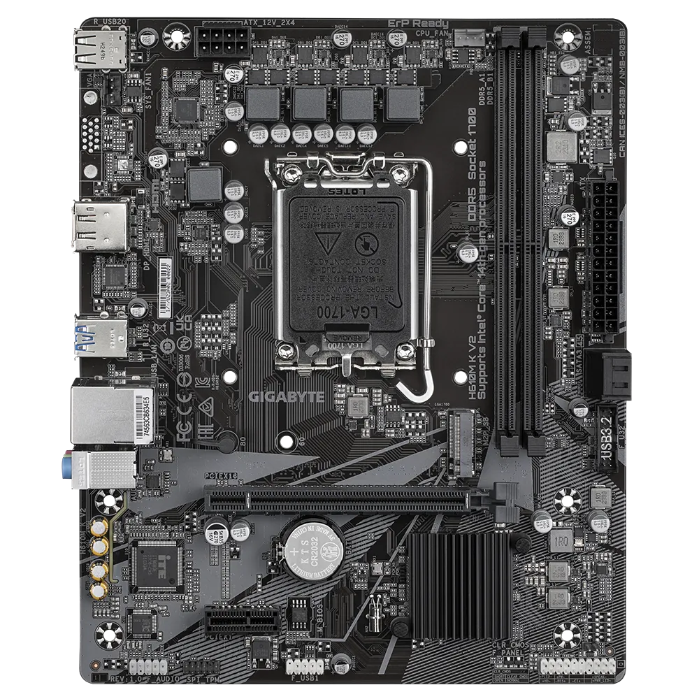 Motherboard Gigabyte - LGA1700 Socket - Intel H610 - H610M K V2