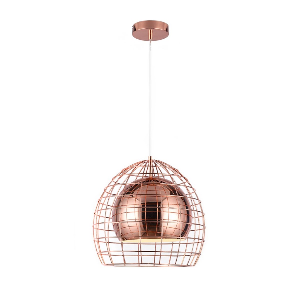 Luminaria de techo colgante ovo cage cobre 35cm jaula