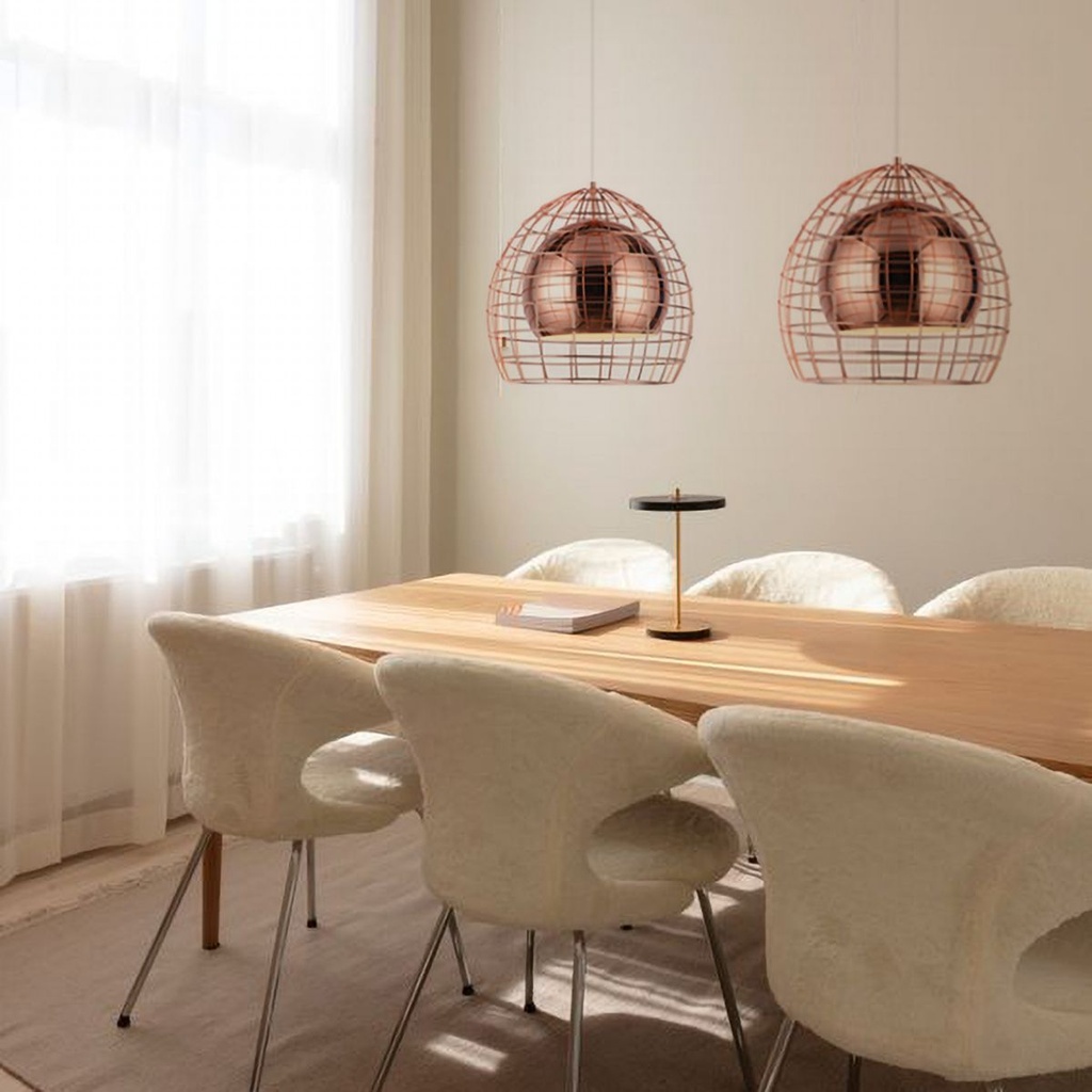 Luminaria de techo colgante ovo cage cobre 35cm jaula