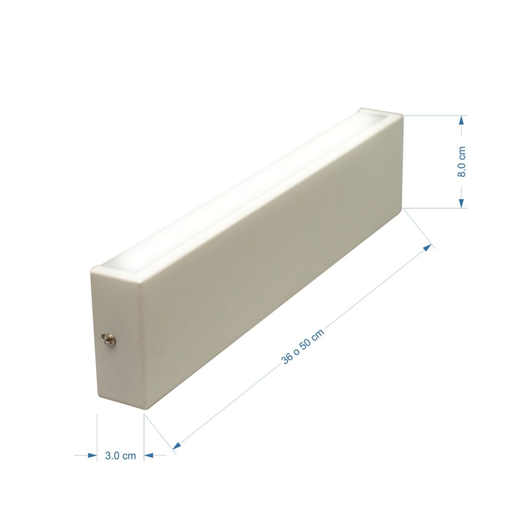 Aplique luz LED bidireccional para pared 36cm x 8cm H=3cm blanco
