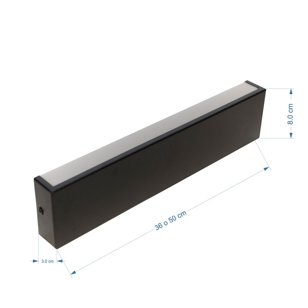 Aplique luz LED bidireccional para pared 36cm x 8cm H=3cm negro