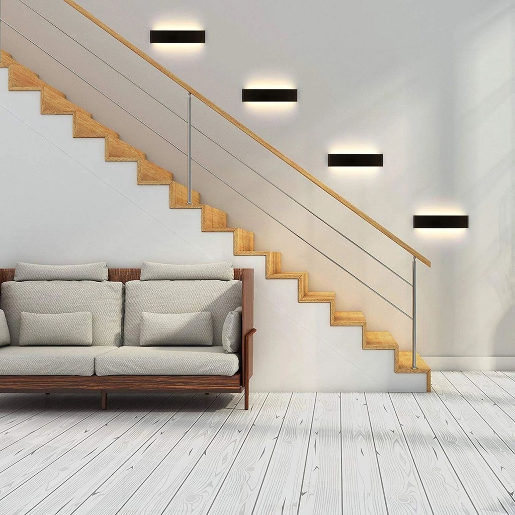 Aplique luz LED bidireccional para pared 36cm x 8cm H=3cm negro