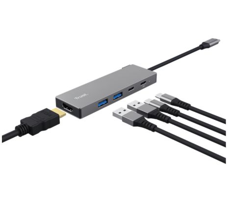 Trust 26062 Hub Multipuerto 5 en 1 Dalyx USB-C 2 usb/2usb-c/hdmi 100w PD