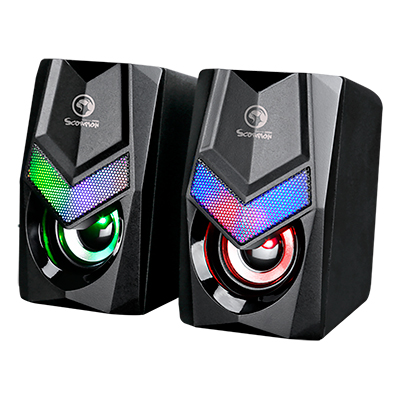 MARVO - PARLANTES GAMING SCORPION SG-118 - DISEÑO COMPACTO. LED ARCOIRIS. 6W RMS