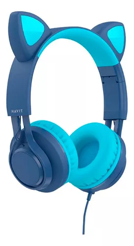 Auricular cableado niño Havit H225D orejas gato azul