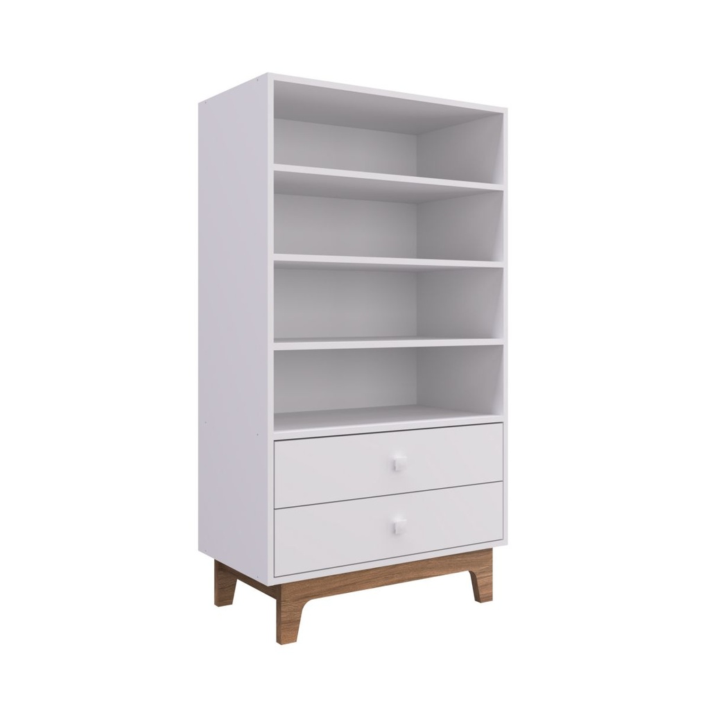 Armario infantil montessoriano 4 estantes 2 cajones BY610BC blanco