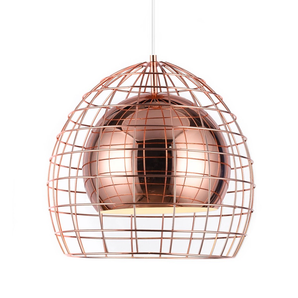 Luminaria de techo colgante ovo cage cobre 35cm jaula
