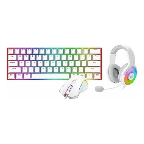 Kit Teclado y Mouse Redragon S129W 3en1 White Switch Red 