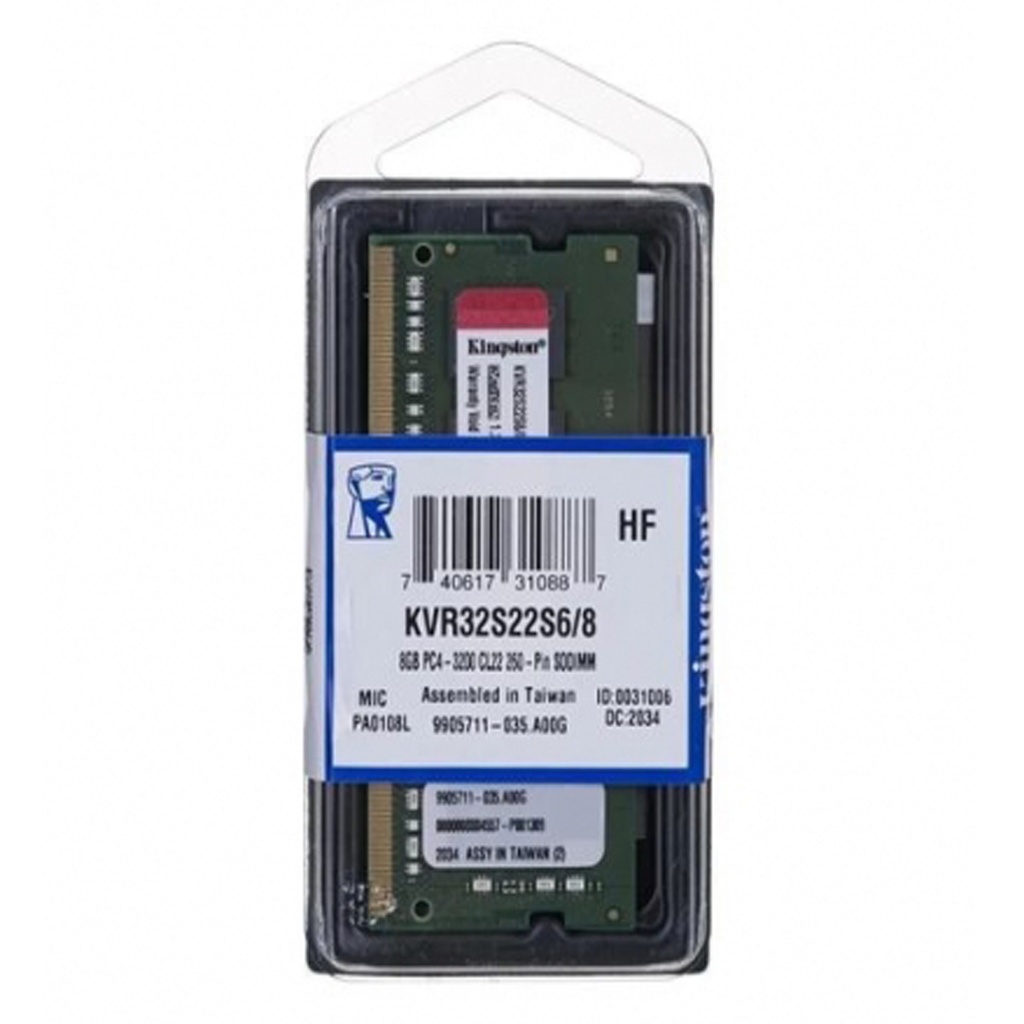 Memoria Ram Kingston DDR4 SDRAM 8 GB 3200 MHz  CL22  Soddim