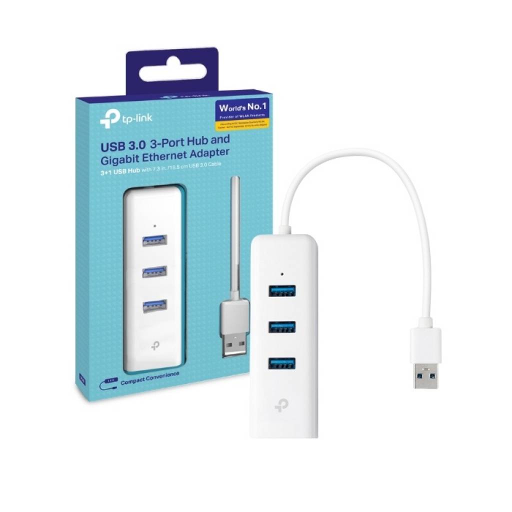 Adaptador de red TP-LINK UE330 USB 3.0 a ethernet gigabit + 3 puertos USB