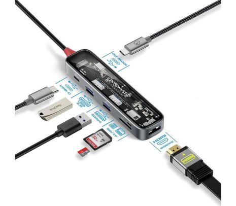 PROMATE TRANSHUB-LITE HUB 7 EN 1 USB-C A USB-C/A/HDMI/SD 100W
