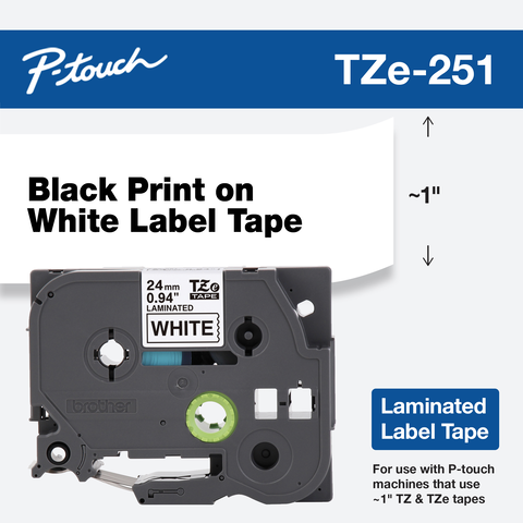 CINTA TZE251 NEGRO/BLANCO 24MM PARA BROTHER PT