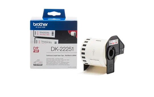 BROTHER DK2251 ROLLO CONTINUO NEGRO/ROJO SOBRE BLANCO 62 MM - 15.2M -