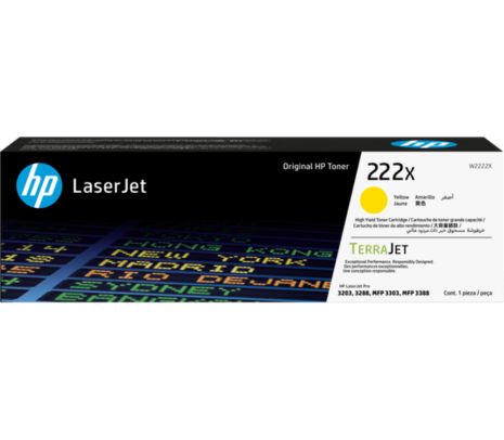 Toner original HP W2222X (222X) - Amarillo 2.500cps