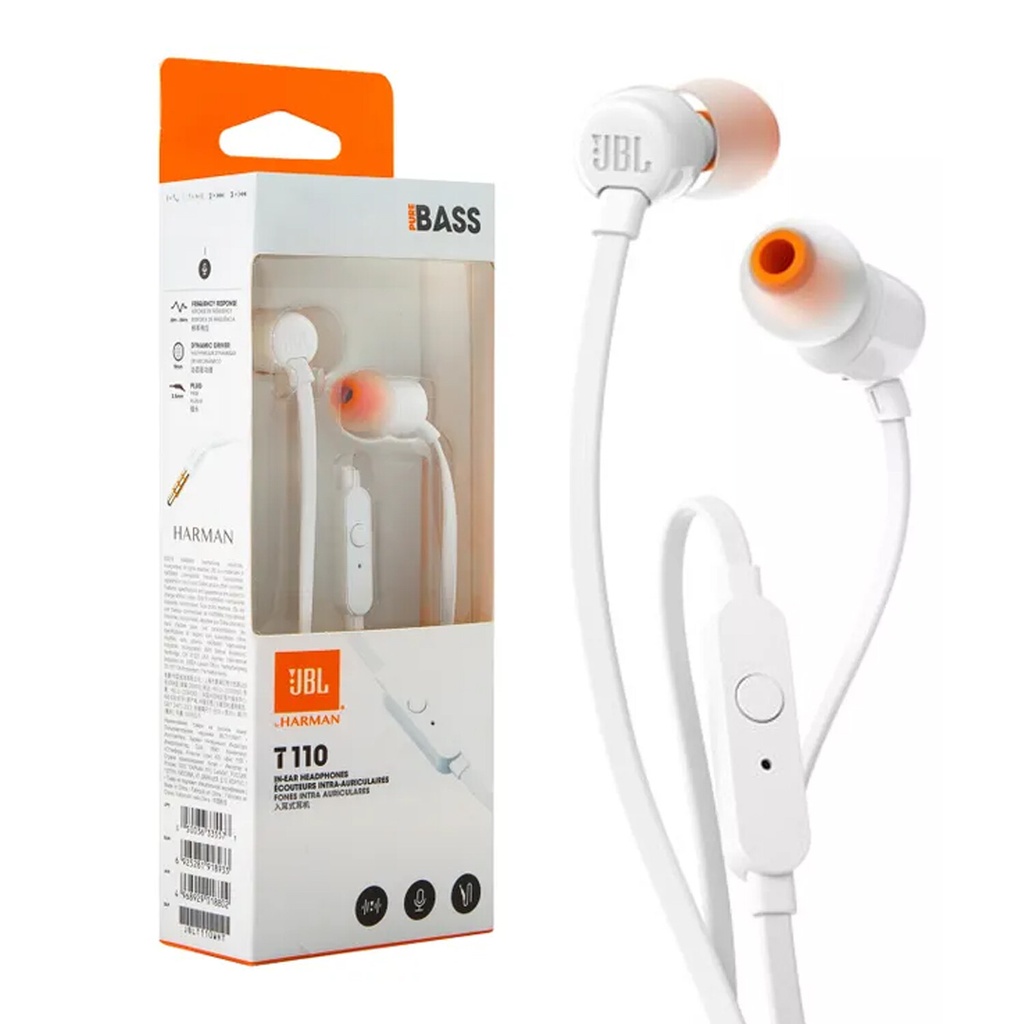 JBL - AURICULARES CABLEADOS TUNE 110 - 3,5mm. 9mm. - Blanco