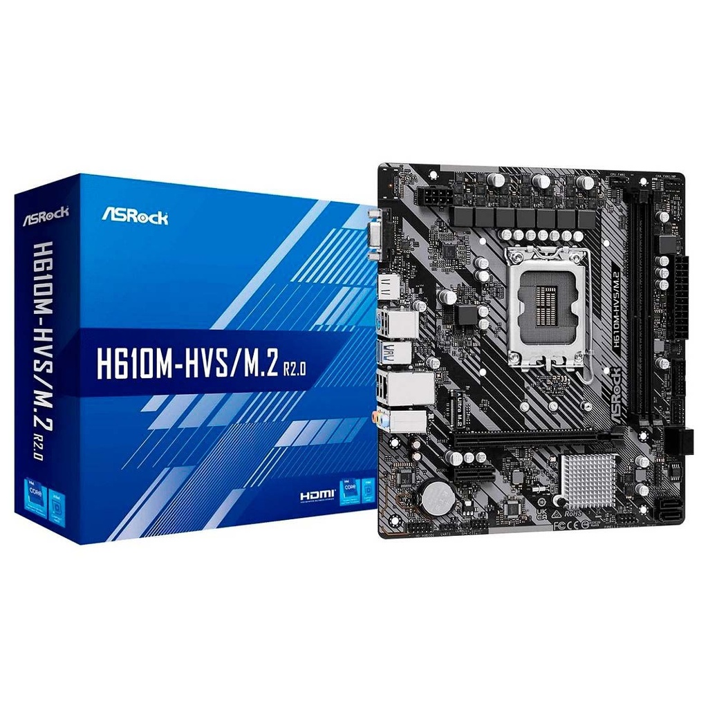 Motherboard Asrock H610m-hvs M2 R2.0 | DDR4 | Socket S1700 | MicroATX
