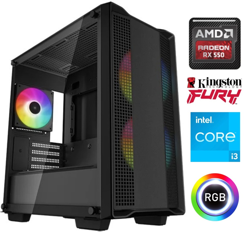 Equipo Gamer Core i3 10100F, 8GB, SSD 480 GB, RX550 4GB