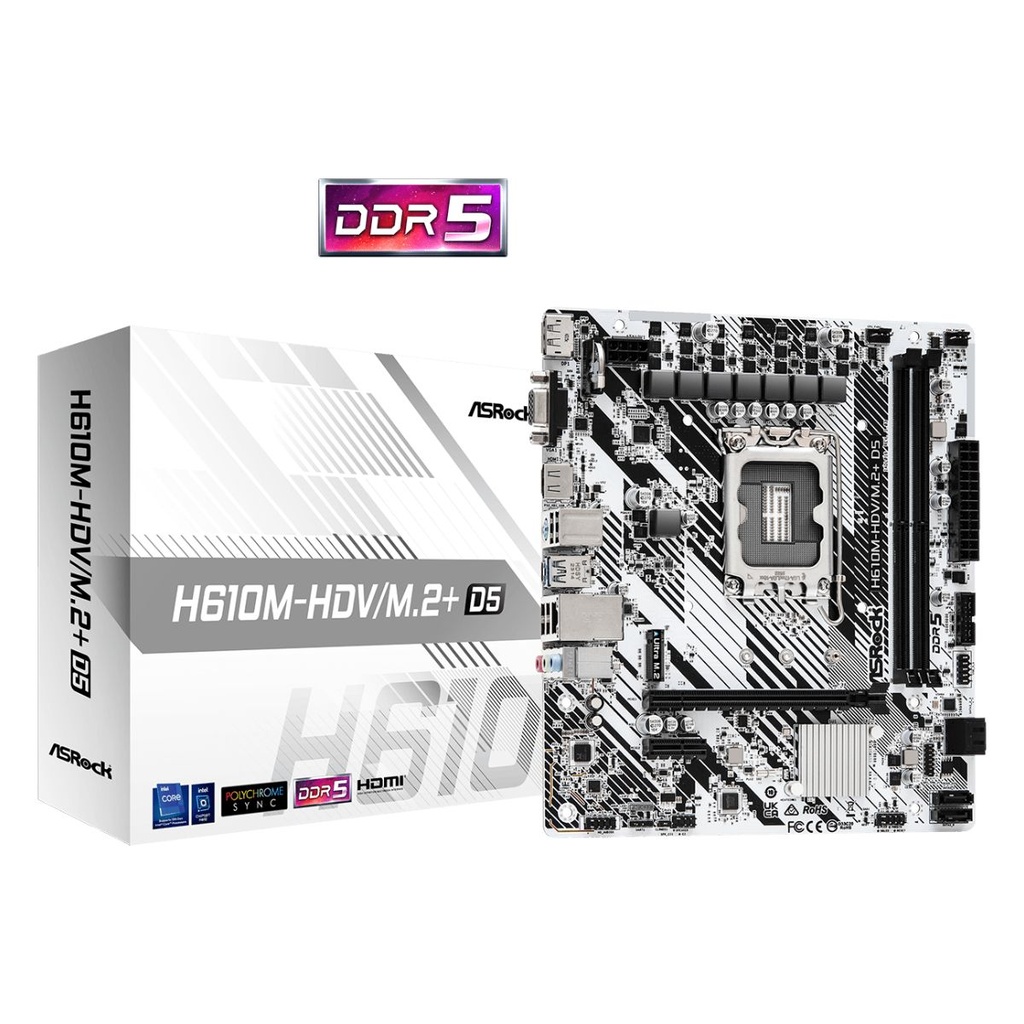 Motherboard Asrock H610m-hdv M.2+ D5 | DDR5 | Socket S1700 | MicroATX
