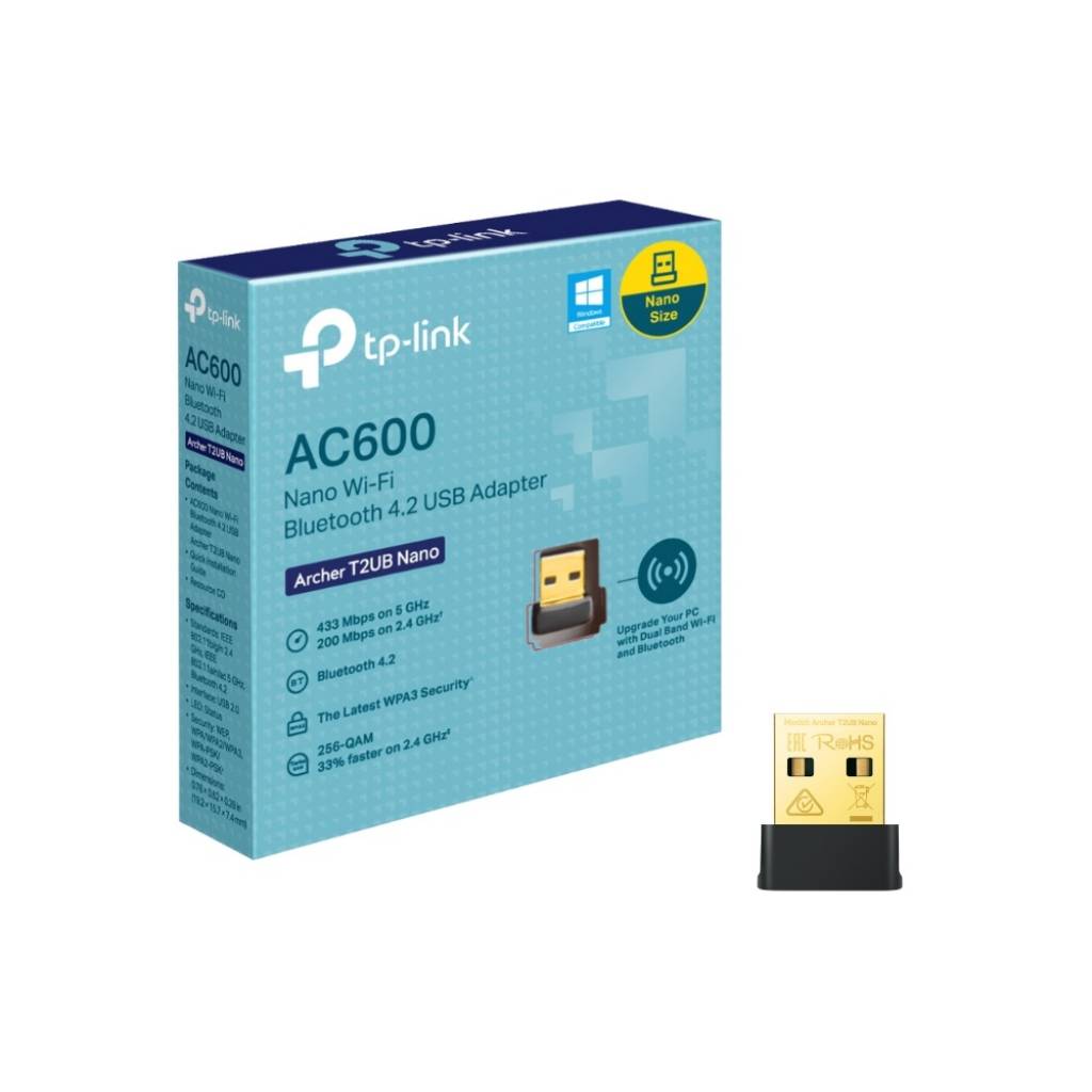 Adaptador WiFi USB TP-Link Archer T2UB nano AC600 + Bluetooth 4.2