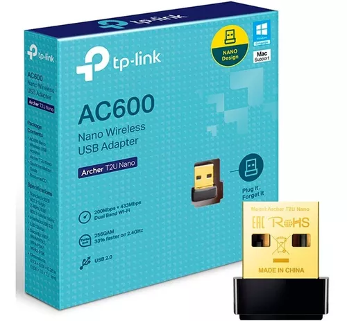 Adaptador WiFi USB TP-Link Archer T2U nano Dual Band AC600 WiFi 5