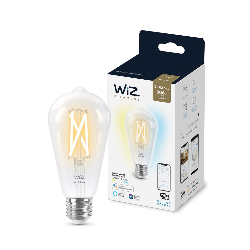 PHILIPS WIZ - LÁMPARA LED INTELIGENTE 929003018612 - 7W. BLANCO. ST64. E27. 2700K-6500K.