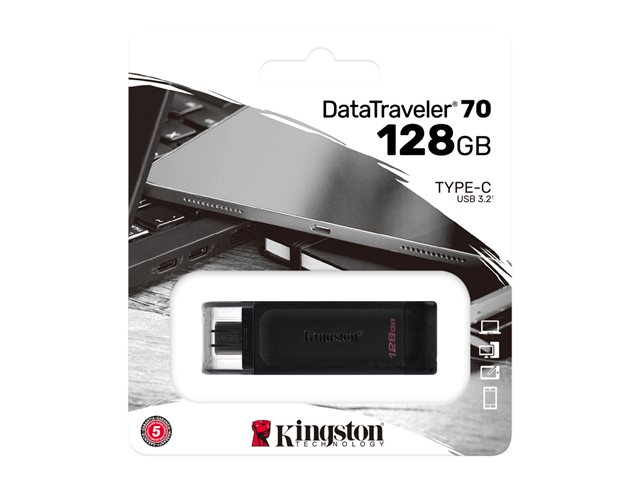 Kingston DataTraveler 70 - Unidad flash USB - 128 GB - USB-C 3.2 Gen 1