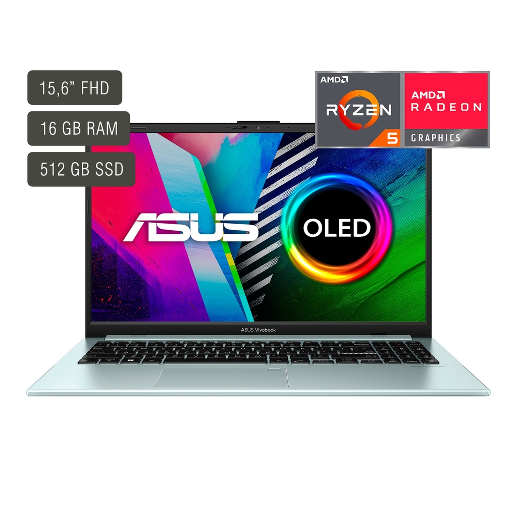 Notebook Asus Vivobook GO 15 OLED E1504FA-L1419W MIL-STD-810H | 15,6'' | 60Hz | AMD Ryzen 5 7520U | 16GB | 512GB SSD |  REF A.