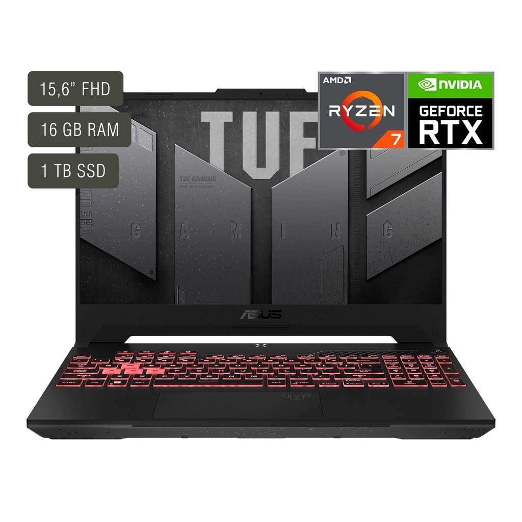 Notebook Asus TUF GAMING A15 FA507NV-LP102W 15,6'' | Ips | 144Hz | AMD Ryzen 7 7735HS | RTX4060 8GB | 16GB | 1TB SSD | W11