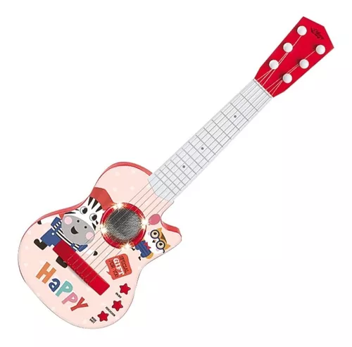 Guitarra infantil con luces y sonido rosada