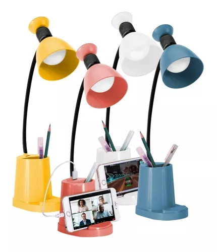 Lampara de escritorio led recargable con cargador y portalápices