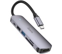 HOCO HB28 HUB USB-C A HDMI/USB-A/SD/TF/PD METAL GREY