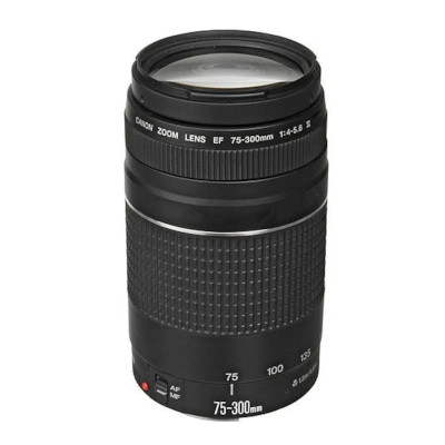 CANON - LENTE EF 75-300mm F/4-5,6 III - Apertura mínima: 32-45 mm. Aumento máximo: 0,25x (a 300 m). Incluye: tapa del objetivo E-58/E-58II